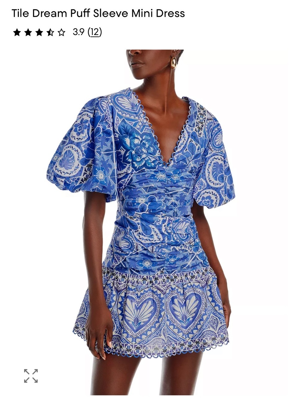 FARM Rio - Puff Sleeve Mini Dress - Blue
